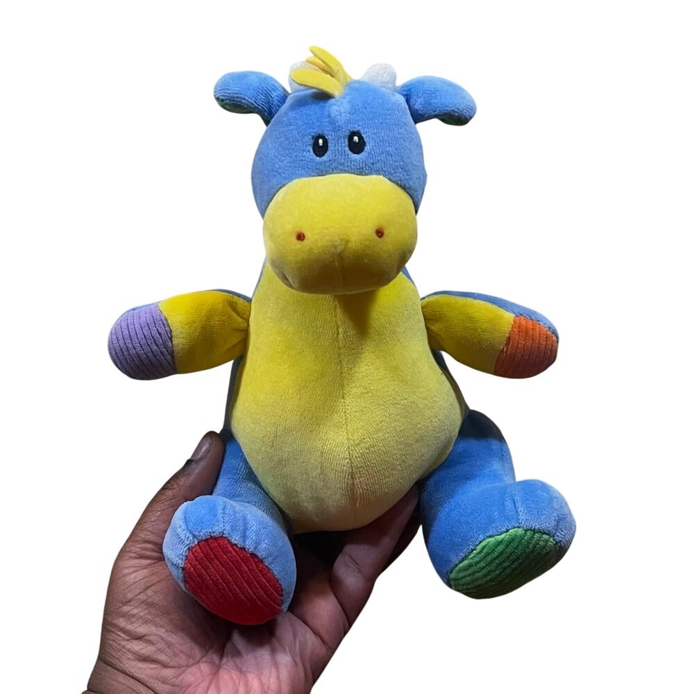 Vintage 1992 Rare Retired Baby‎ Gund Gibbins Blue Dinosaur Plush Rattle 58016 9"